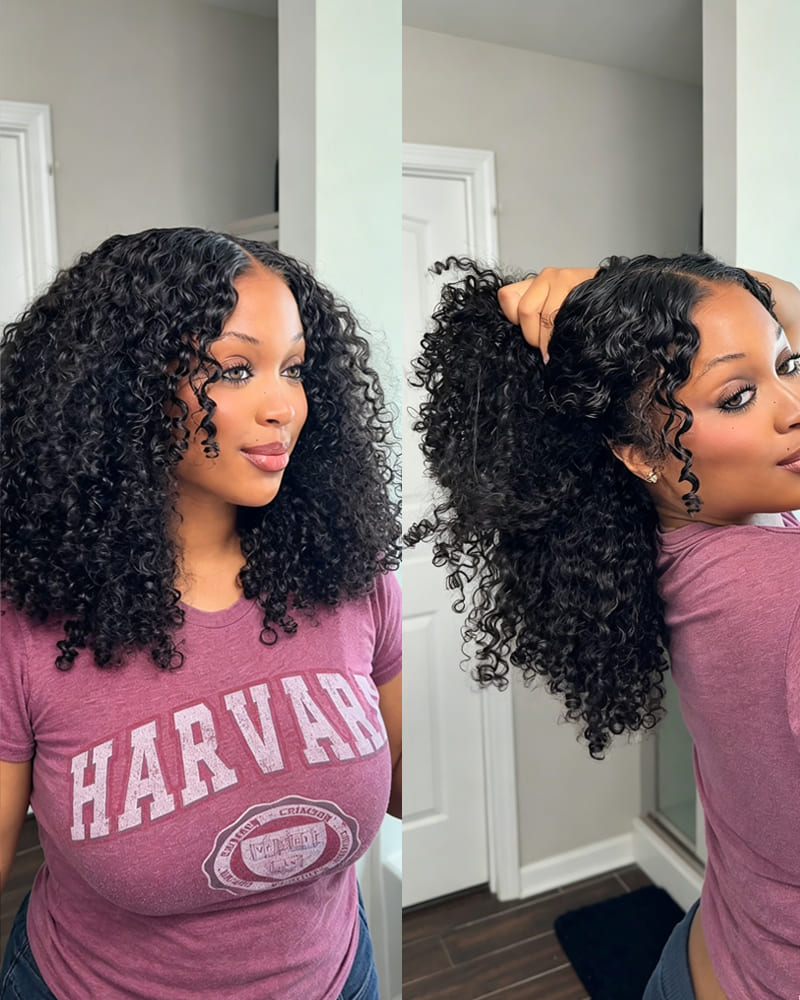 Arabella Hair Arabella 13x6 Three-Go™ Glueless Wig Jerry Curly With Drawstring Natural Black 100% Human Hair Wig