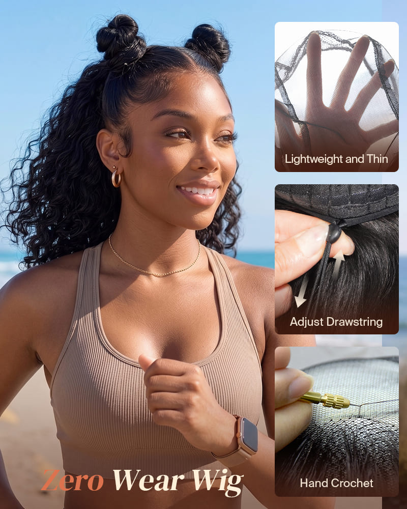 Arabella 13x5 Lace Glueless Water Wave Bob Wig With Pre-Cut Lace Invisible Knots Natural Black Virgin Hair Wig