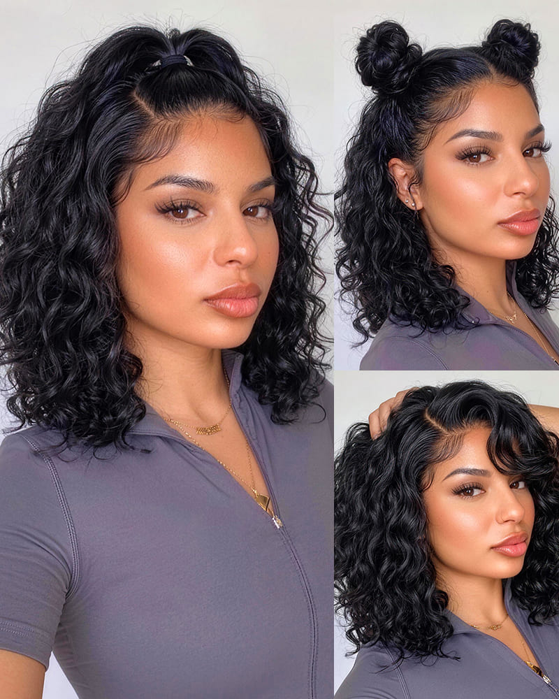 Arabella 13x5 Lace Glueless Bohemian Curl Bob Wig With Pre-Cut Lace Invisible Knots Natural Black Virgin Hair Wig