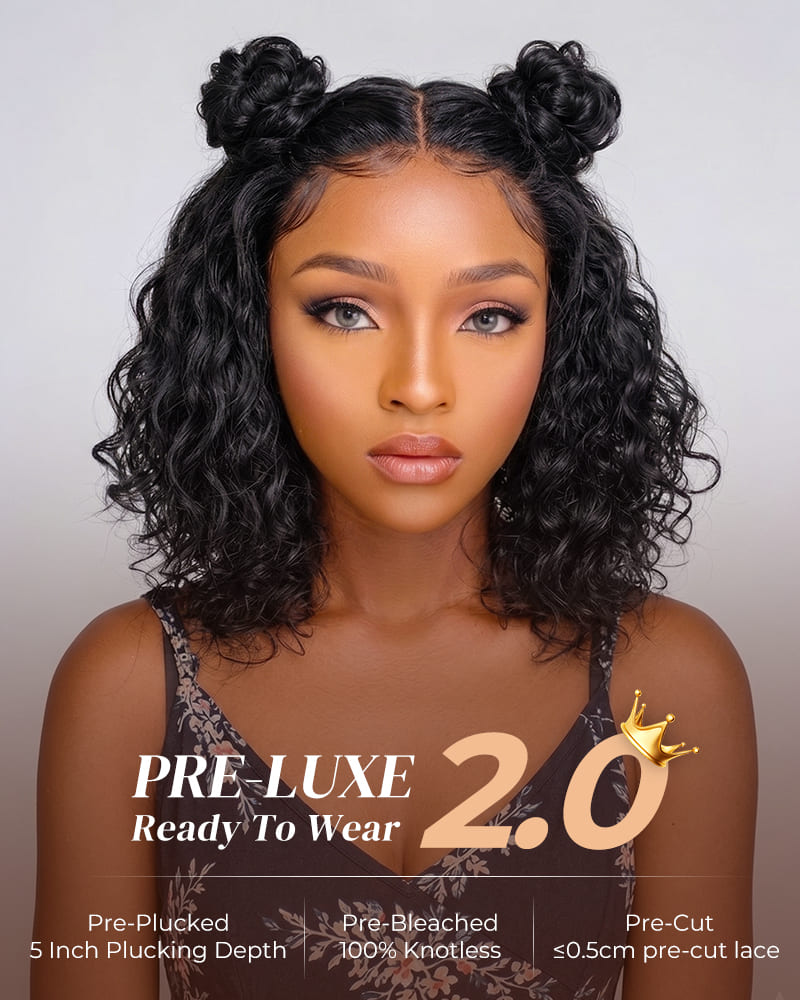 Arabella 13x5 Lace Glueless Bohemian Curl Bob Wig With Pre-Cut Lace Invisible Knots Natural Black Virgin Hair Wig