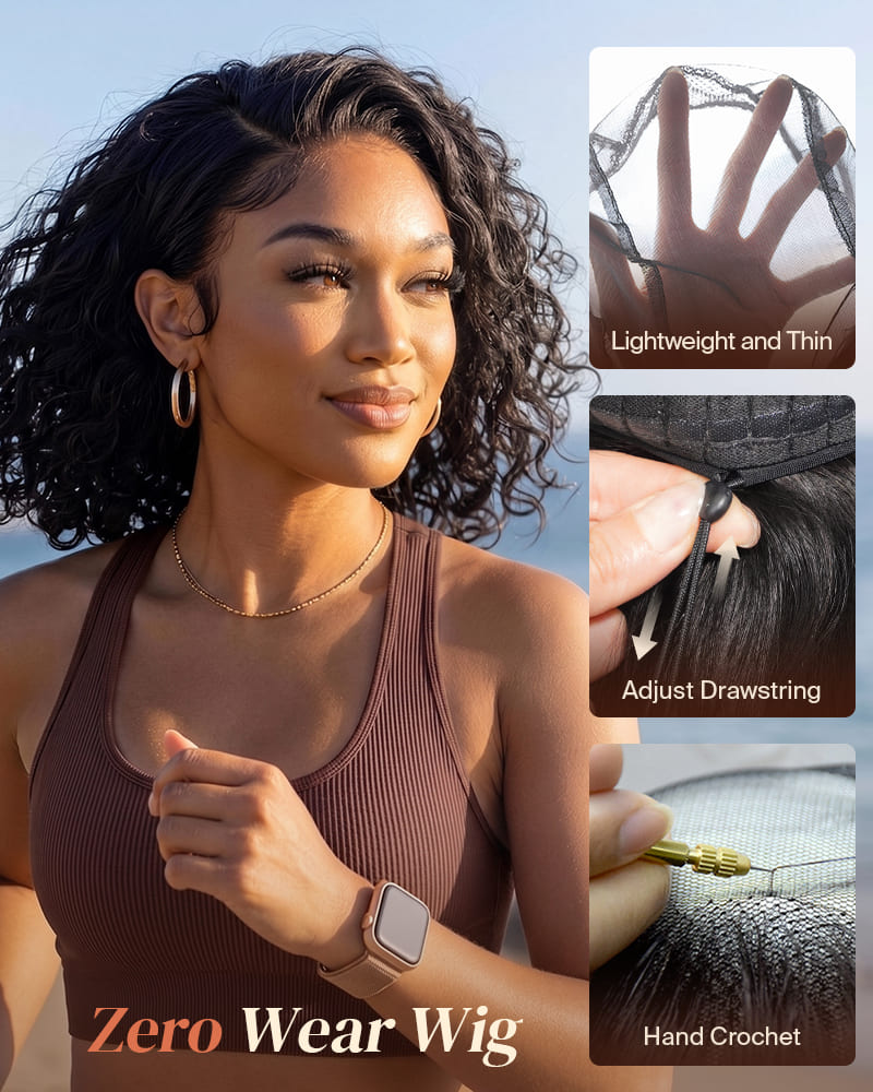 Arabella 13x5 Lace Glueless Bohemian Curl Bob Wig With Pre-Cut Lace Invisible Knots Natural Black Virgin Hair Wig