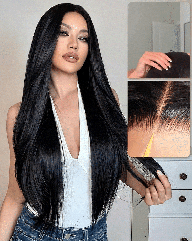 Arabella 13x6 Three-Go™ HD Lace Glueless Wig 250% High Density Full Ends Silky Straight With Drawstring Natural Black 100% Human Hair