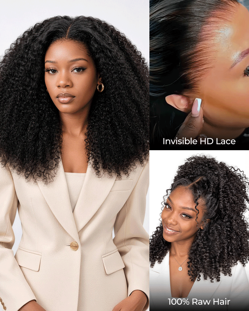 Arabella Hair Arabella 13x6 Raw Charm Luxe™ Invisible HD Lace Glueless Wig 300% High Density Super Double Drawn Afro Curly Natural Black 100% Raw Human Hair