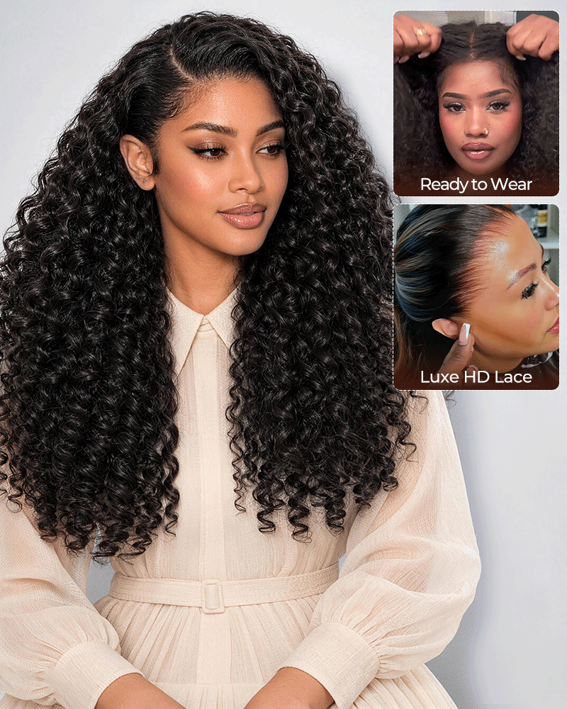 Arabella Hair Arabella 13x6 Raw Charm Luxe™ Invisible HD Lace Glueless Wig 300% High Density Super Double Drawn Jerry Curly with Burmese Curly Natural Black 100% Raw Human Ha