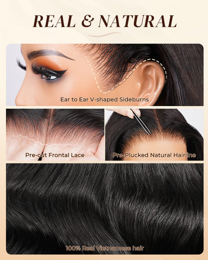 Arabella 13x6 Three-Go™ Natural Black Glueless Wig Jerry Curly with Burmese Curly With Drawstring 100% Human Hair Wig