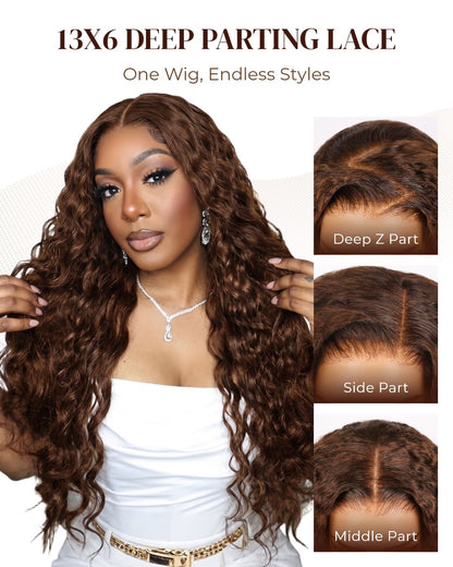 Arabella Zerowear™ 13x6 Invisible HD Lace Glueless Wig Bohemian Curl With Drawstring Chocolate Brown 100% Human Hair Wig