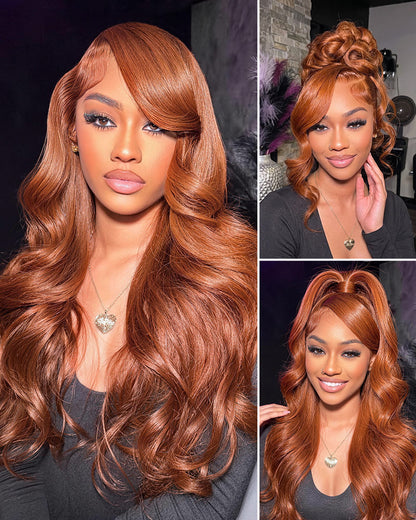 Arabella 13x6/6x5 Lace Three-Go™ Dark Copper Ginger Glueless Wig Loose Body Wave With Drawstring 100% Human Hair Wig