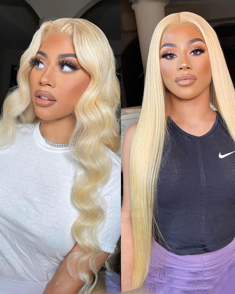 Arabella 【30" Super Sale】 6x5 invisible knots &amp; 13x4 Frontal Lace 613 Blonde Straight Wig Invisible Knots