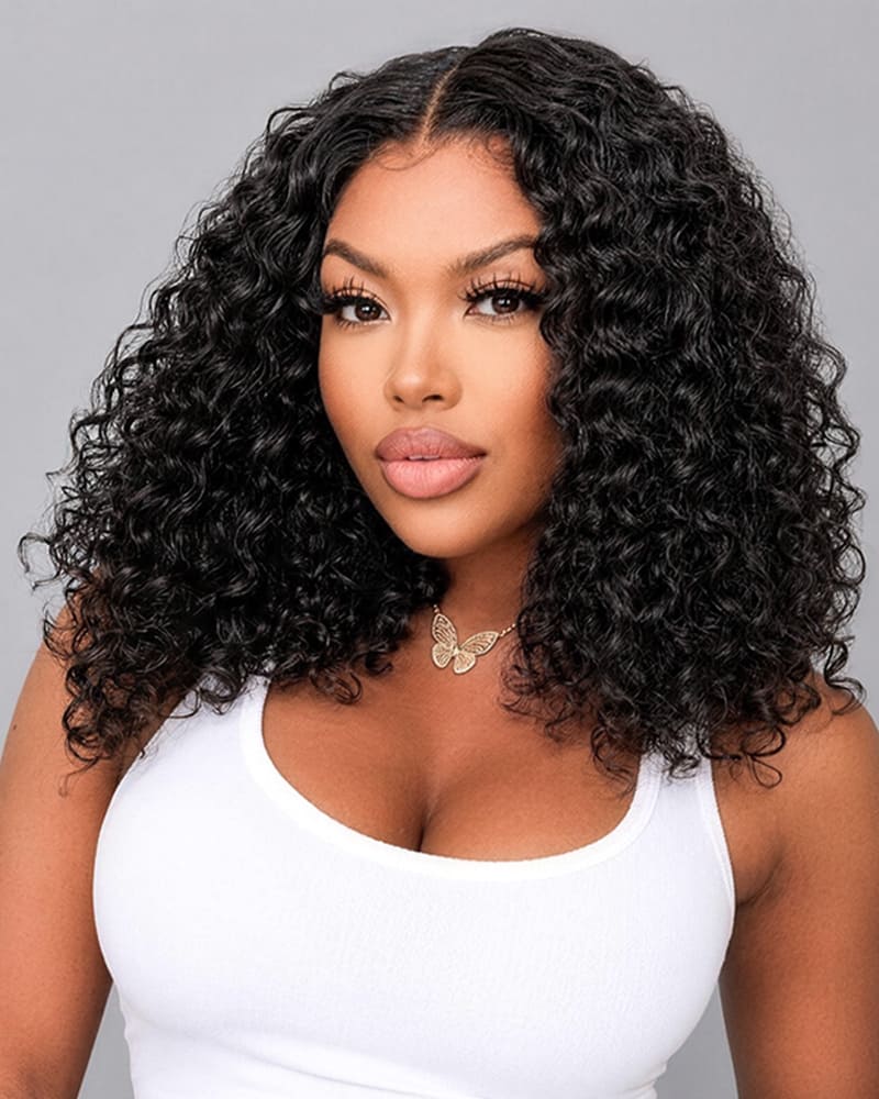 [2ND=$39] Arabella 13x5 Lace Glueless Water Wave Bob Wig With Pre-Cut Lace Invisible Knots Natural Black Virgin Hair Wig