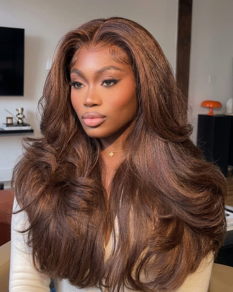 Arabella Hair Arabella 13x6 Three-Go™ Chocolate Brown Glueless Wig Body Wave With Drawstring 100% Human Hair Wig