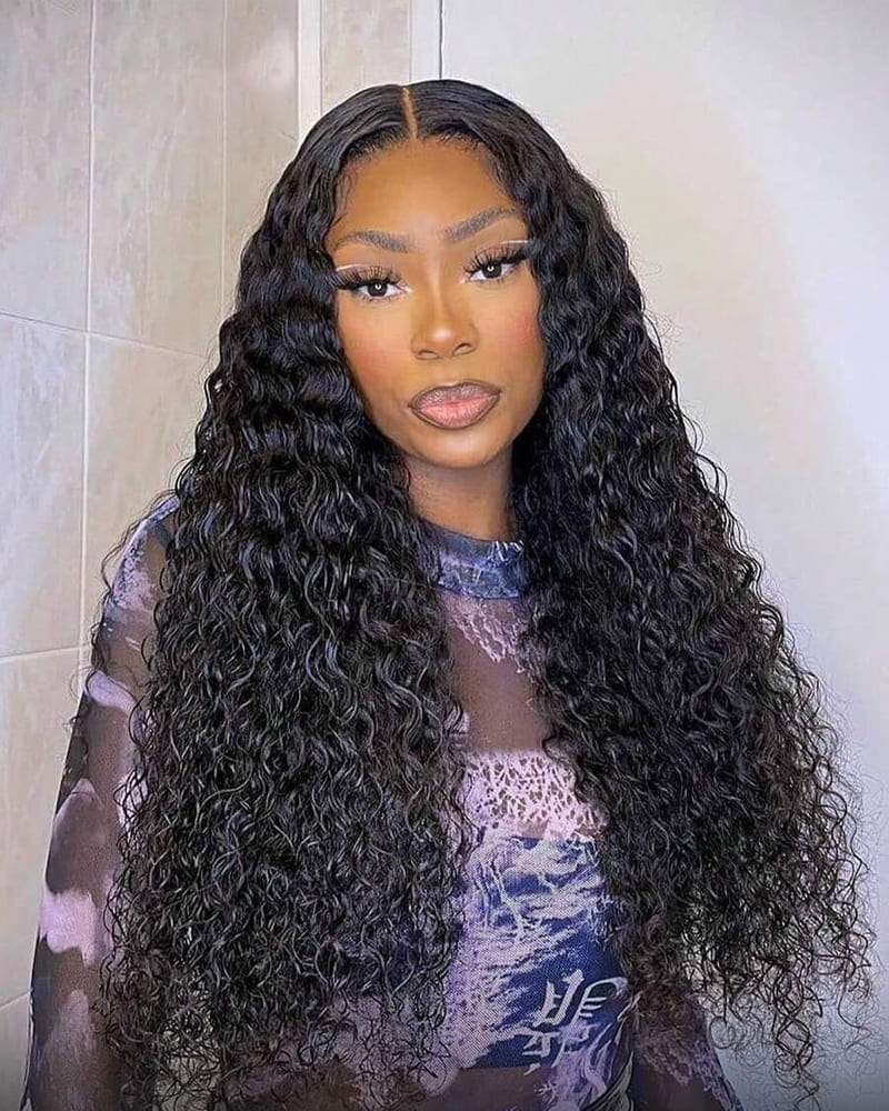 【VIP Offer】Arabella 13x6 Three-Go™ Glueless Wig Water Wave With Drawstring Natural Black 100% Human Hair Wig