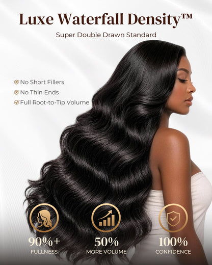 Arabella 13x6 Zerowear™ Invisible HD Lace Glueless Wig 300% High Density Super Double Drawn Body Wave Natural Black 100% Human Hair