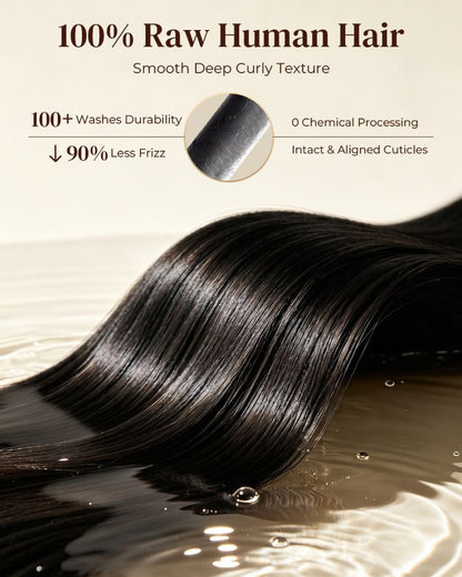 Arabella Zerowear™ 13x6 Invisible HD Lace Glueless Wig 300% High Density Super Double Drawn Water Wave Natural Black With Drawstring