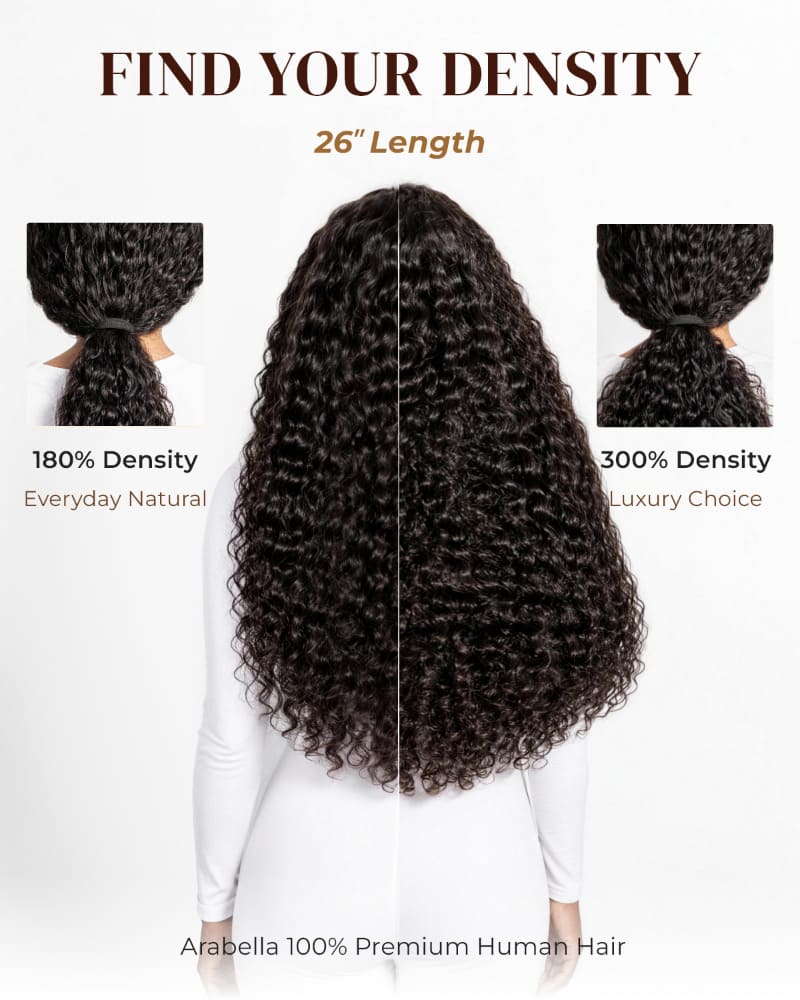 Arabella Zerowear™ 13x6 Invisible HD Lace Glueless Wig 300% High Density Super Double Drawn Water Wave Natural Black With Drawstring