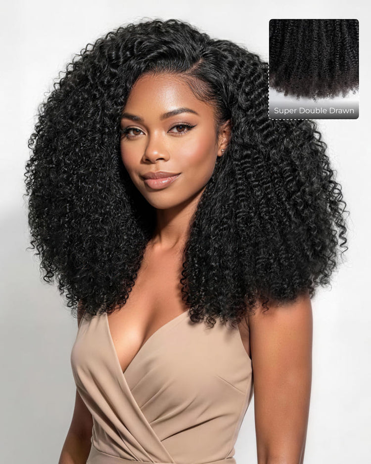 Arabella 13x6 Zerowear™ Invisible HD Lace Glueless Wig 300% High Density Super Double Drawn Afro Curly Natural Black 100% Human Hair