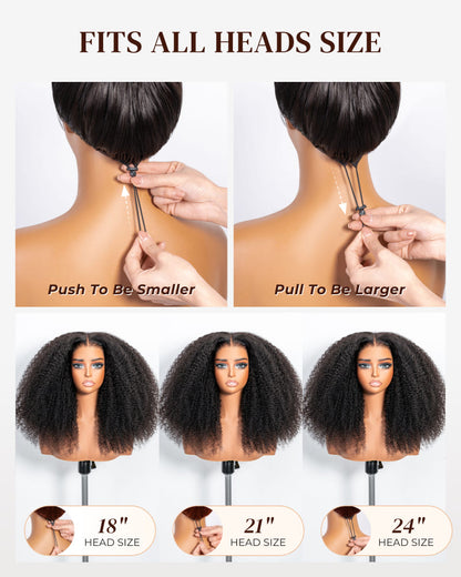 Arabella 13x6 Zerowear™ Invisible HD Lace Glueless Wig 300% High Density Super Double Drawn Afro Curly Natural Black 100% Human Hair