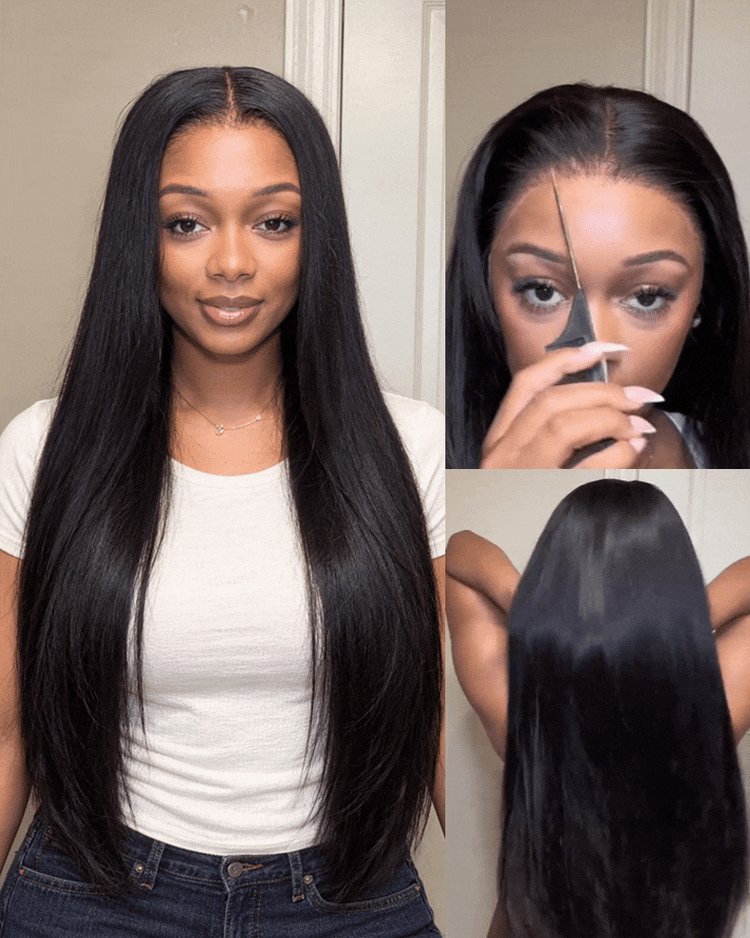 Arabella 13x6 Raw Charm Luxe™ Invisible HD Lace Glueless Wig 300% High Density Super Double Drawn Silky Straight Natural Black 100% Raw Human Hair