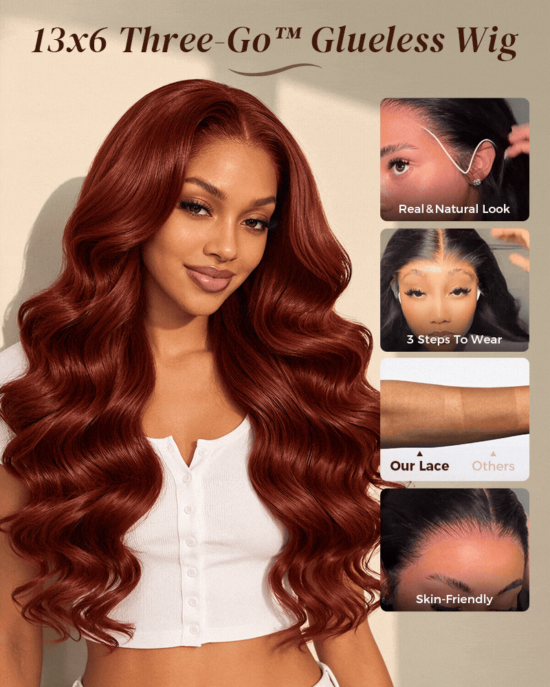 Arabella 13x6 Three-Go™ Reddish Brown Glueless Wig Straight With Draws