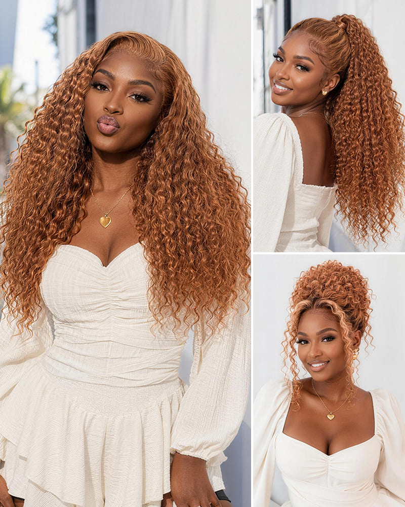 Arabella 13x6 Three-Go™ #27 Color Honey Blonde Glueless Wig Jerry Curl