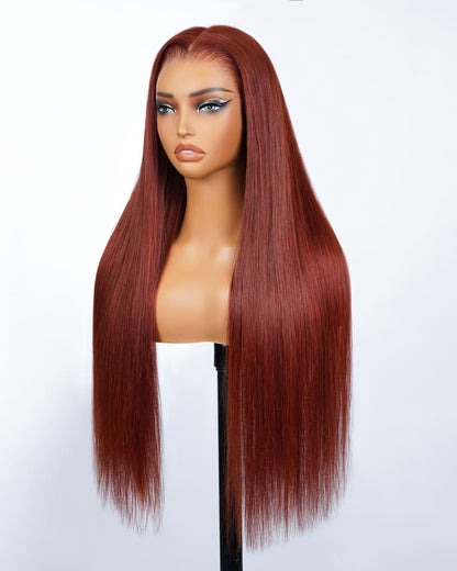 Arabella 13x6 Three-Go™ Reddish Brown Glueless Wig Straight With Drawstring 100% Human Hair Wig
