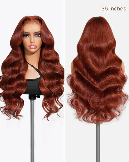 Arabella 13x6 Three-Go™ Reddish Brown Glueless Wig Loose Body Wave With Drawstring 100% Human Hair Wig