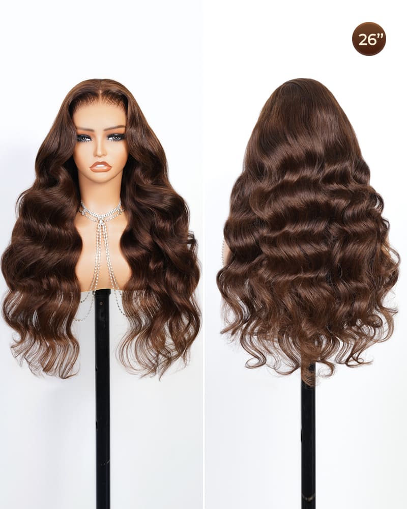 Arabella 13x6 Three-Go™ Chocolate Brown Glueless Wig Body Wave With Drawstring 100% Human Hair Wig