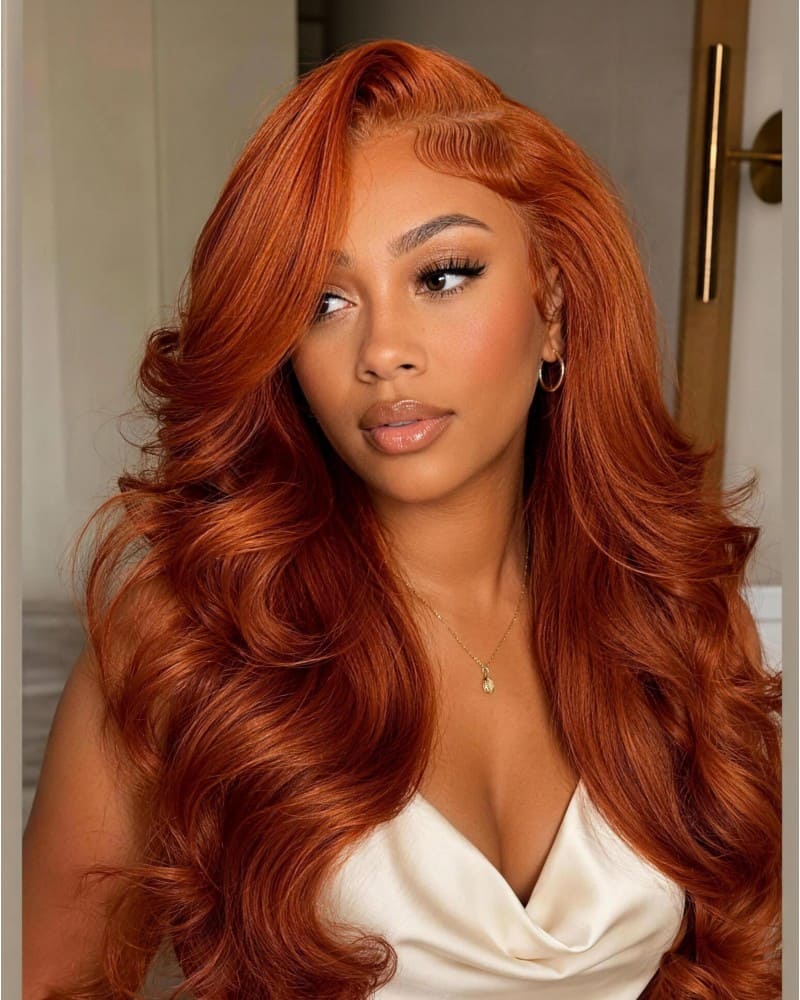 Arabella 13x6/6x5 Lace Three-Go™ Dark Copper Ginger Glueless Wig Loose Body Wave With Drawstring 100% Human Hair Wig