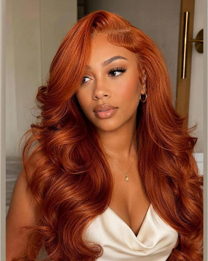 Arabella 13x6/6x5 Lace Three-Go™ Dark Copper Ginger Glueless Wig Loose Body Wave With Drawstring 100% Human Hair Wig