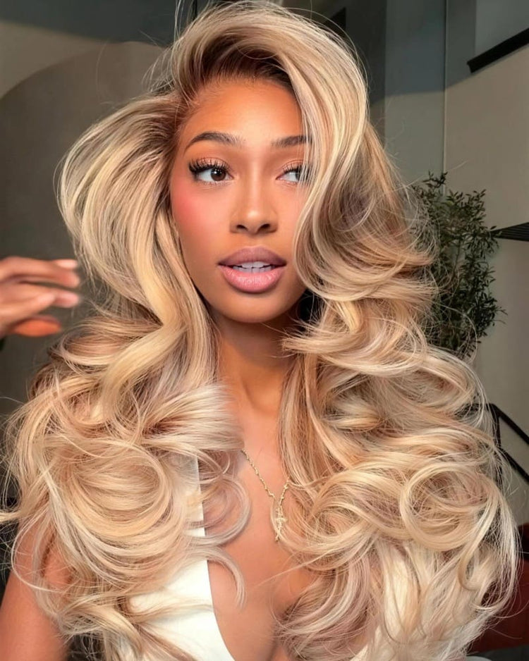 Arabella 13x6 Three-Go™ Blonde Highlight Glueless Wig Loose Body Wave With Drawstring 100% Human Hair Wig