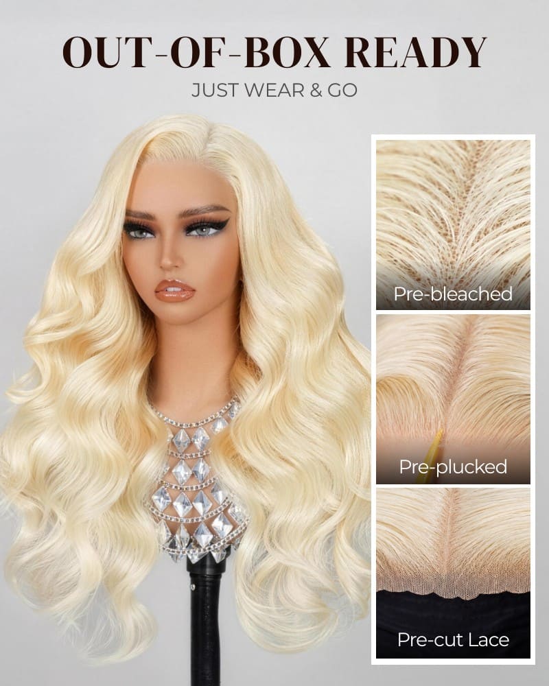 Arabella 6x5 invisible knots Glueless 613 Blonde Body Wave Wig Pre-cut Lace Beginner Friendly