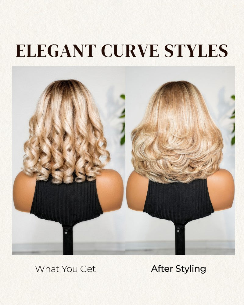 Arabella 6x5 invisible knots Glueless Loose Body Wave Bob Wig Pre-cut Lace Brown Blonde Ombre Beginner Friendly