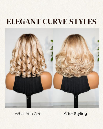 Arabella 6x5 invisible knots Glueless Loose Body Wave Bob Wig Pre-cut Lace Brown Blonde Ombre Beginner Friendly