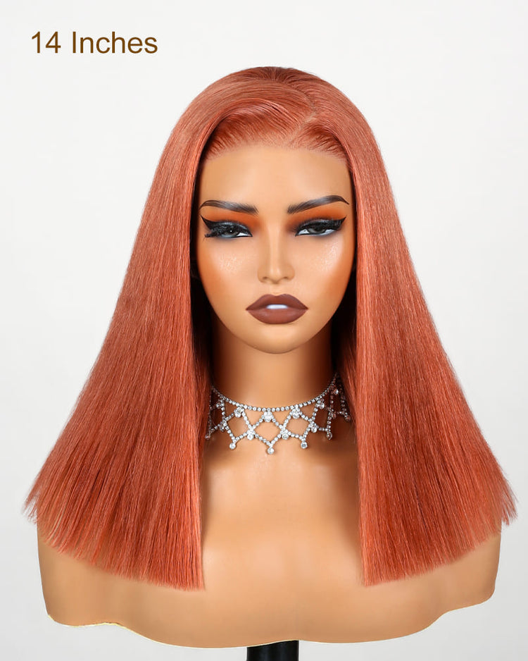 Arabella 6x5 Invisible Knots Glueless Ginger Brown Straight Bob Wig Pre-cut Lace Beginner Friendly