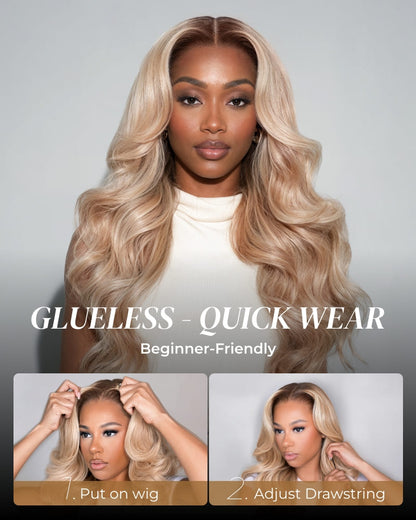 Arabella 6x5 invisible knots Glueless Loose Body Wave Wig Pre-cut Lace Brown Blonde Ombre Beginner Friendly
