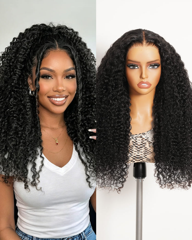 HD_Lace_Jerry_curly_natural_black_wig_natural_look_on_model_vs_mannequin_head_Arabella_HDETE-WIG-N-DC-1