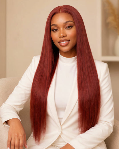 Arabella 13x6 Three-Go™ Reddish Brown Glueless Wig Straight With Drawstring 100% Human Hair Wig