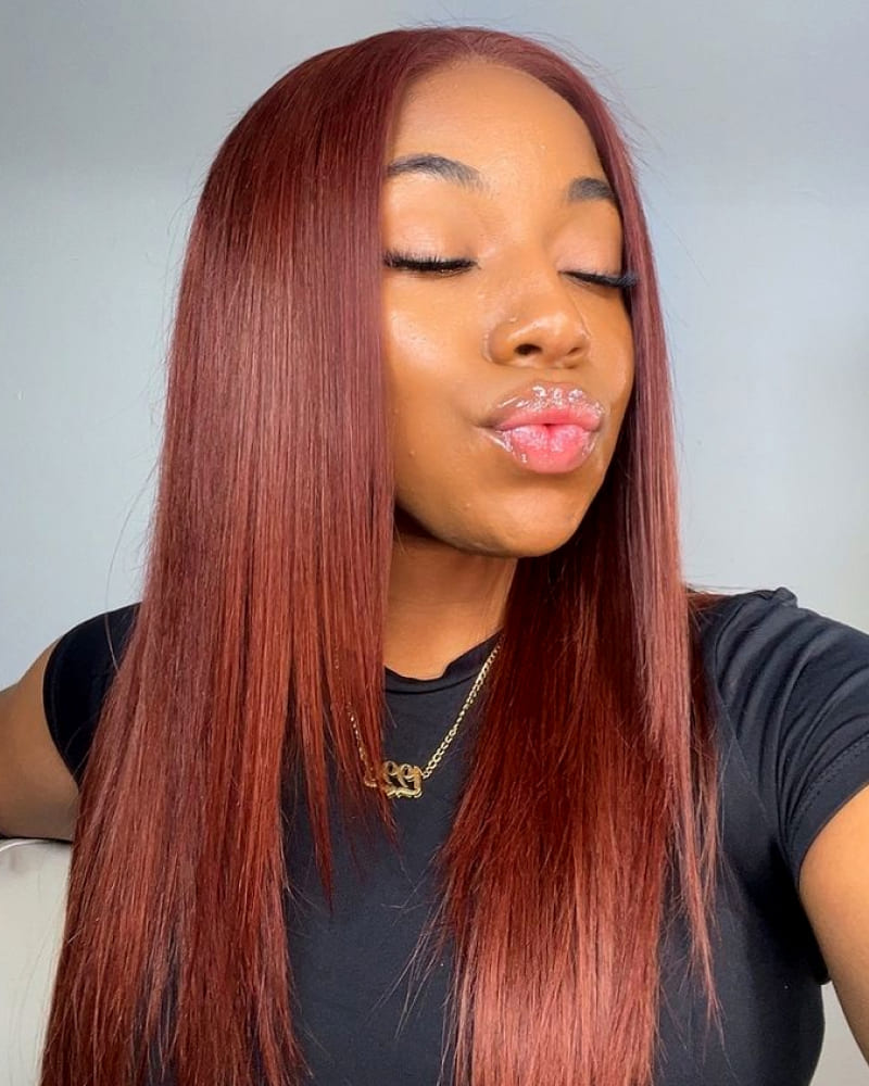Arabella 13x6 Three-Go™ Reddish Brown Glueless Wig Straight With Drawstring 100% Human Hair Wig