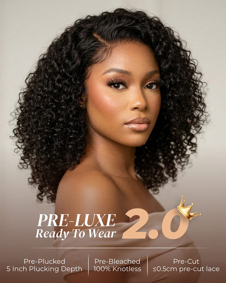 Arabella 13x5 Lace Glueless Pixie Curly Bob Wig With Pre-Cut Lace Invisible Knots Natural Black Virgin Hair Wig