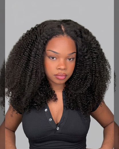 Arabella Zerowear™ 13x6 Invisible HD Lace Glueless Wig Afro Curly With Drawstring Natural Black 100% Human Hair Wig