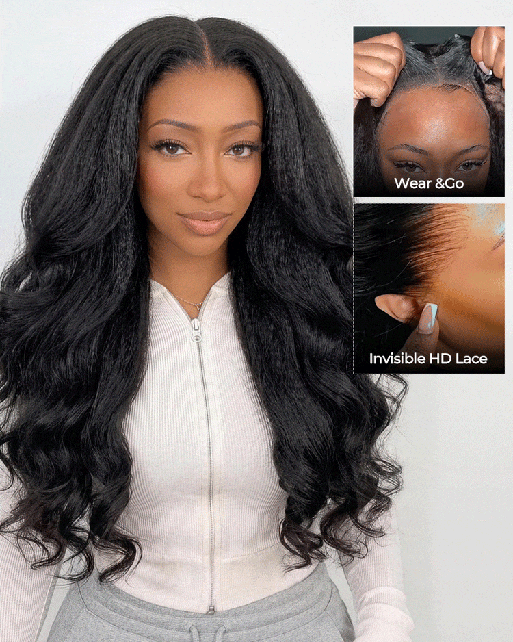 Arabella Zerowear™ Invisible HD Lace Glueless Wig 13x6 Lace Yaki Body Wave 100% Human Hair Natural Black