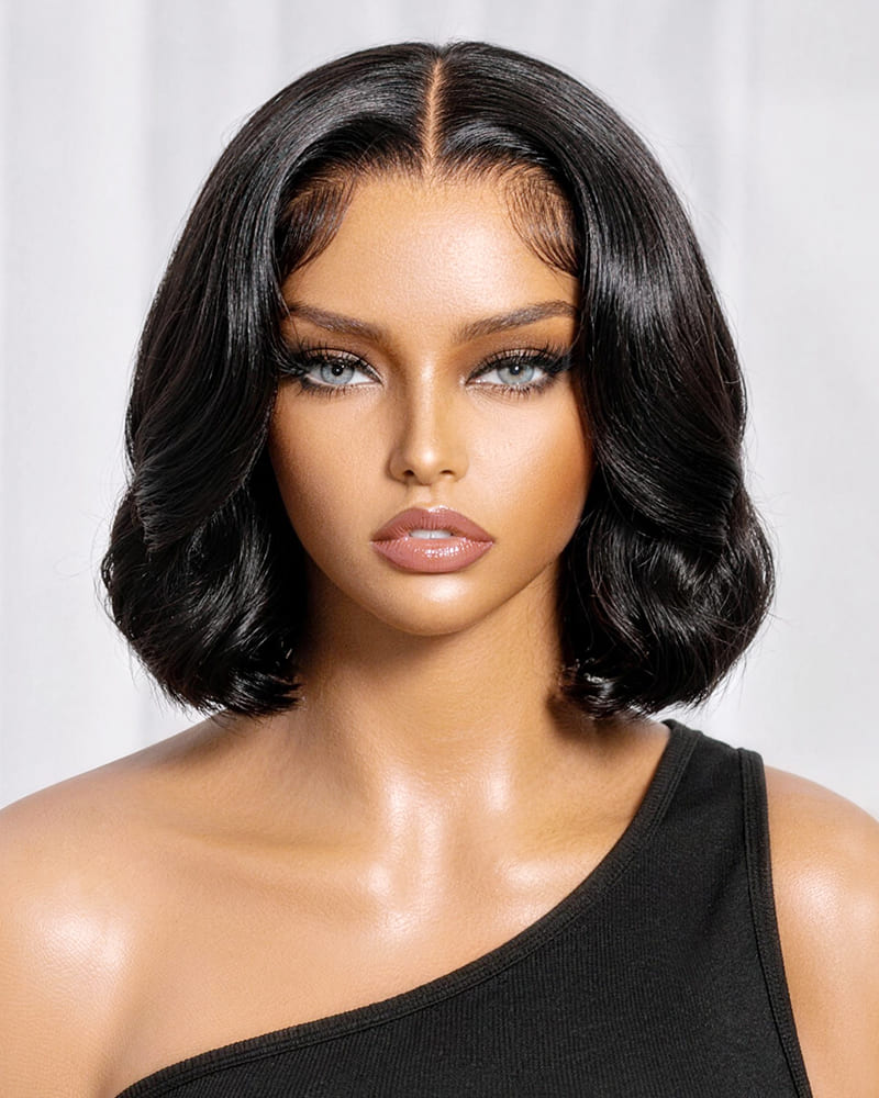 【BOGO】Arabella T-Part Lace Body Wave Bob Wig Natural Black Clip Easy Wear &amp; Go