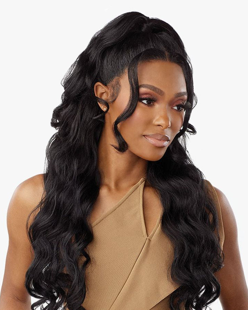 360 Full Lace Natural Black Body Wave Human Hair Wig Free Part