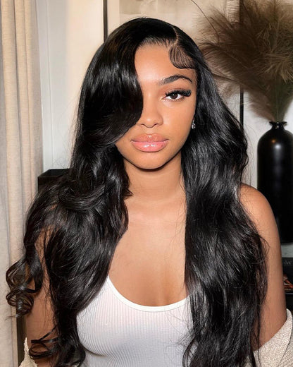 HD Lace 13x4 Frontal Body Wave Natural Black Human Hair Wig Free Part