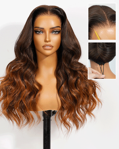 Arabella 13x6 Three-Go™ Balayage Caramel Ombre Glueless Wig Loose Body Wave With Drawstring 100% Human Hair Wig