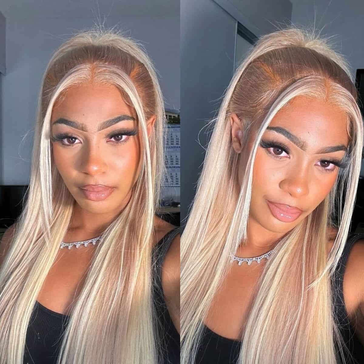 Blonde Highlights Light Color P10/613 Blowout In Wavy 13x4 Lace Front Human Hair Wigs