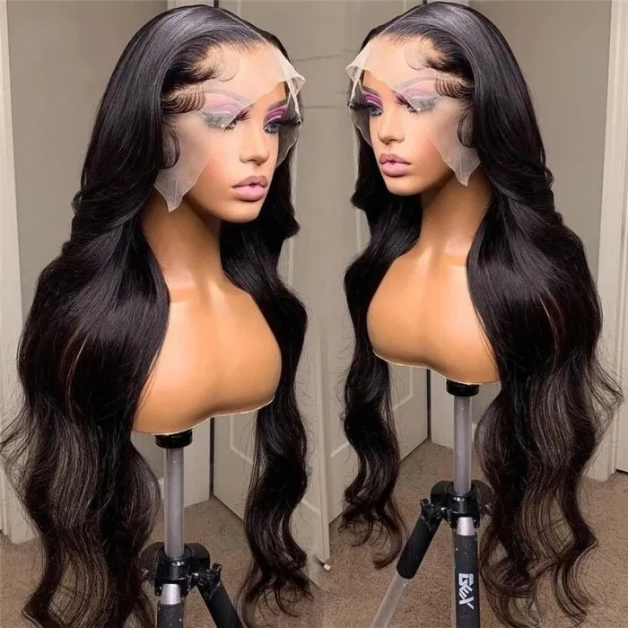 HD Lace 15A Top Hair Grade 4x4/5x5 Lace Closure Wig Natural Black Color Human Hair Wig BodyWave Style
