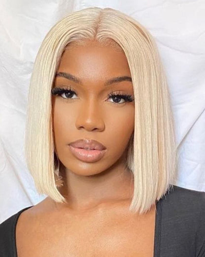 Bogo Sale | Buy 1 Get 2 Wigs 613 Blonde Lace Frontal Straight Bob Wig With Middle Part Human Hair Wigs