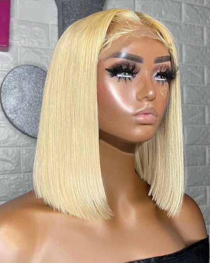 Bogo Sale | Buy 1 Get 2 Wigs 613 Blonde Lace Frontal Straight Bob Wig With Middle Part Human Hair Wigs