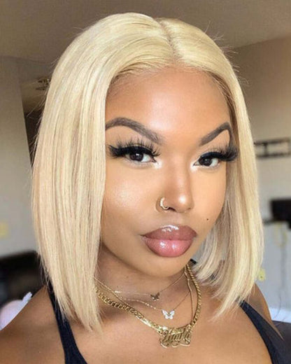 Bogo Sale | Buy 1 Get 2 Wigs 613 Blonde Lace Frontal Straight Bob Wig With Middle Part Human Hair Wigs