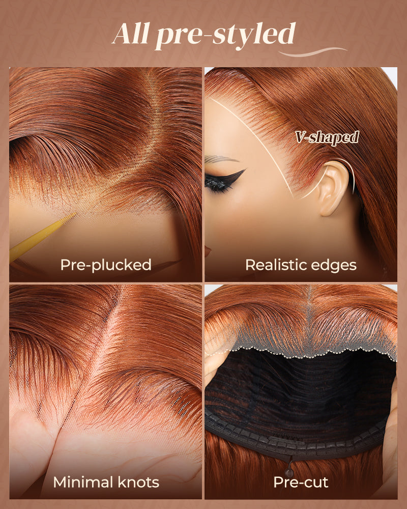 Arabella 13x6 Three-Go™ Dark Copper Ginger Glueless Wig Loose Body Wave With Drawstring 100% Human Hair Wig
